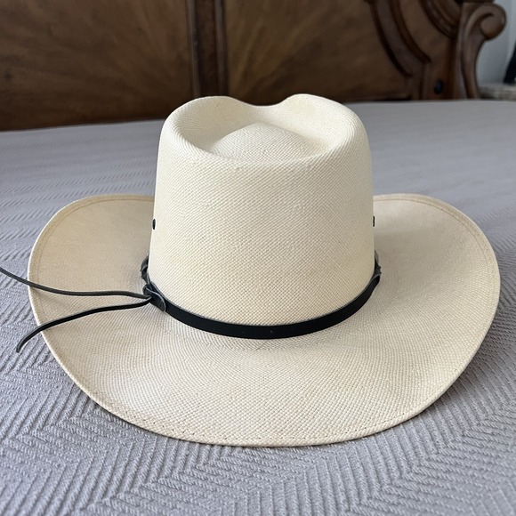 Vintage Bailey Cowboy Hat Western 7 5/8 61 Shantung Panama Straw U-Rollit USA - Picture 6 of 16